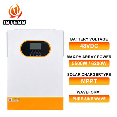 48V 5.5kw 6.2kw Hybrid Solar Inverter Single Phase MPPT Pure Sine Wave Off Grid Solar Inverters with Detachable Dust Cover